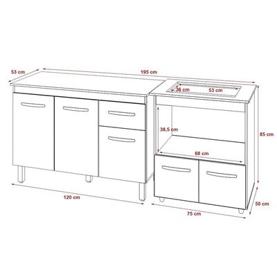 Balcão Armário Gabinete Aline 118 Cm Preto Com Tampo E Balcão Evelyn Para Cooktop 4 Bocas Preto