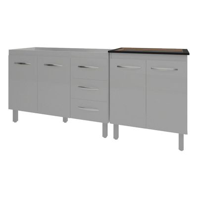 Armário Cozinha Gabinete Pia De 120 Cm Bruna E Balcão Fran Para Cooktop 5 Bocas Branco
