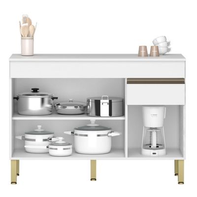 Balcão Gabinete De Pia 120 Cm 3 Portas Com Tampo Kits Paraná Branco Supremo Branco-supremo