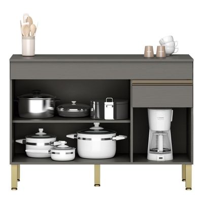 Balcão Gabinete De Pia 120 Cm 3 Portas Com Tampo Kits Paraná Cinza Gris Cinza-gris