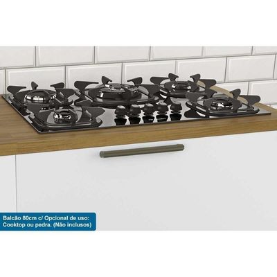 Balcão De Cozinha Modulado Syrah 1 Porta E 1 Gaveta C/ Tampo 80cm Amendoa/off White - Ronipa
