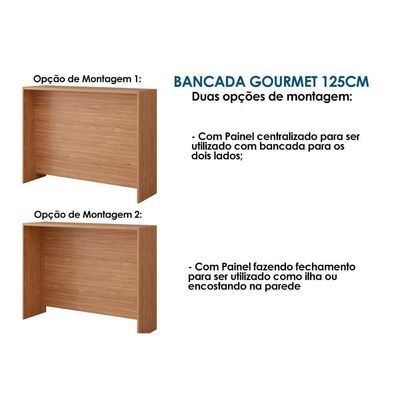 Bancada Ilha Cozinha Gourmet 125 cm Freijo - MGM
