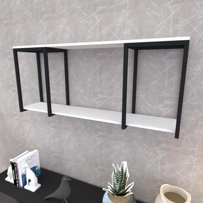Prateleira Industrial Suspensa Estante Parede Nicho Branco Cozinha Escritorio Sala Quarto Infantil