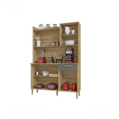 Kit De Cozinha 6 Portas 1 Gaveta Genova Kits Parana Freijó Gris