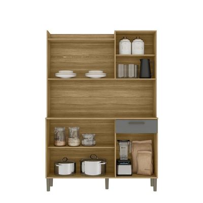 Kit De Cozinha 6 Portas 1 Gaveta Genova Kits Parana Freijó Gris