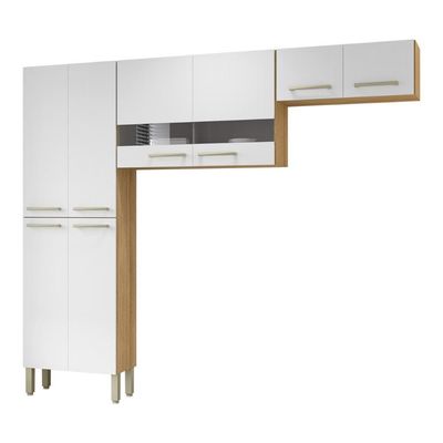 Cozinha Compacta Pequena 8 Portas Nala Kits Paraná Freijó Supremo