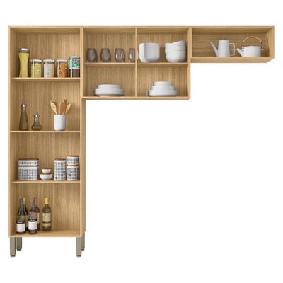 Cozinha Compacta Pequena 8 Portas Nala Kits Paraná Freijó Supremo