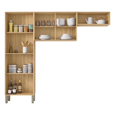 Cozinha Compacta Pequena 8 Portas Nala Kits Paraná Freijó Gris