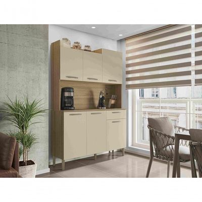Kit De Cozinha 6 Portas 1 Gaveta Genova Kits Parana Freijó-vanilla
