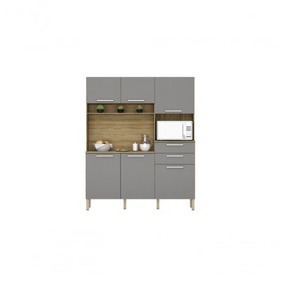 Cozinha Compacta 6 Portas 2 Gavetas Montesa Kits Parana Freijó Gris