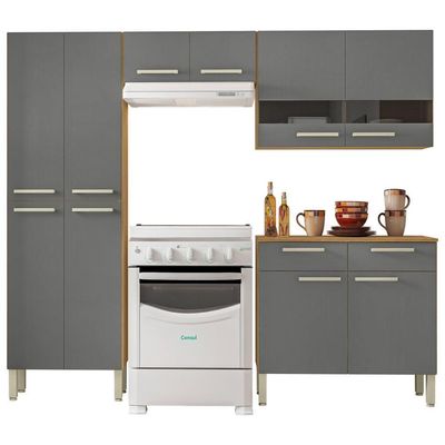 Cozinha Completa Compacta 10 Portas Nala Kits Paraná Freijó Gris