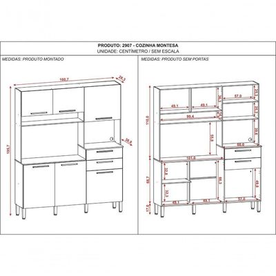 Cozinha Compacta 6 Portas 2 Gavetas Montesa Kits Parana Freijó Supremo