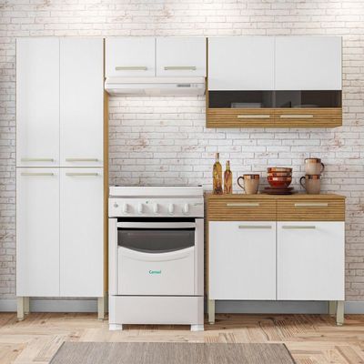 Cozinha Completa Compacta 10 Portas Nala Kits Paraná Freijó Supremo Ripado