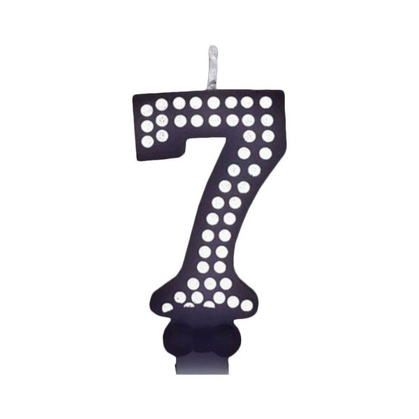Vela De Aniversário Poá Preto - N7