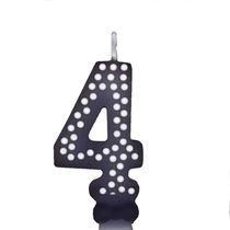 Vela De Aniversário Poá Preto - N4