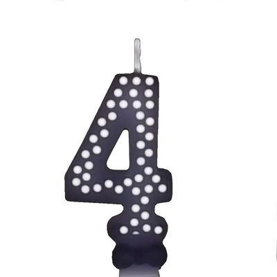 Vela De Aniversário Poá Preto - N4