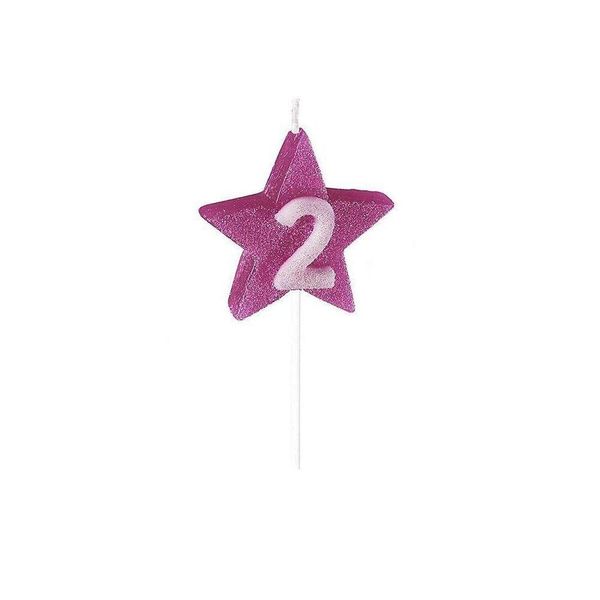 Vela De Aniversário Star Rosa - Número 2