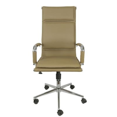 Cadeira Giratória Alta Office Soft Em Pu Caramelo Base Rodízio Cromado
