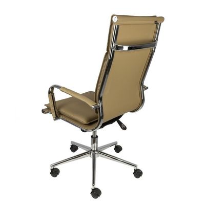 Cadeira Giratória Alta Office Soft Em Pu Caramelo Base Rodízio Cromado