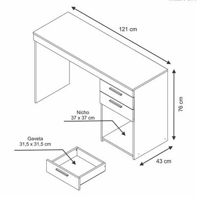 Mesa Escrivaninha De Escritório Office Notável Branco Branco