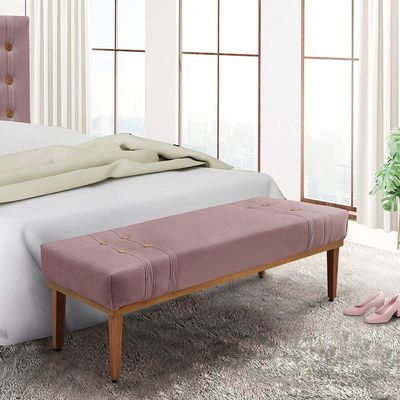 Divã Recamier Banco Base Madeira Para Quarto Gênova 160cm Veludo S04 - D'rossi Cor Lilás