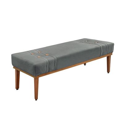 Divã Recamier Banco Base Madeira Para Quarto Gênova 195cm Veludo S04 - D'rossi Cor Cinza