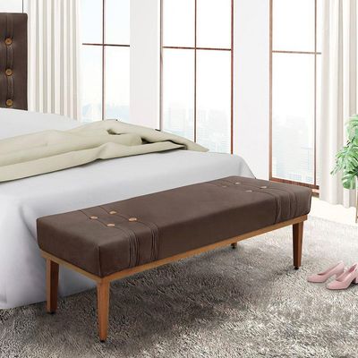 Divã Recamier Retrô Base Madeira Para Quarto Gênova 140cm Veludo S04 - D'rossi Cor Marrom