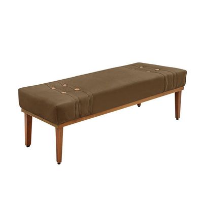 Divã Recamier Banco Base Madeira Para Quarto Gênova 195cm Suede S04 - D'rossi Cor Caramelo