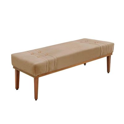 Divã Recamier Banco Base Madeira Para Quarto Gênova 160cm Suede S04 - D'rossi Cor Bege