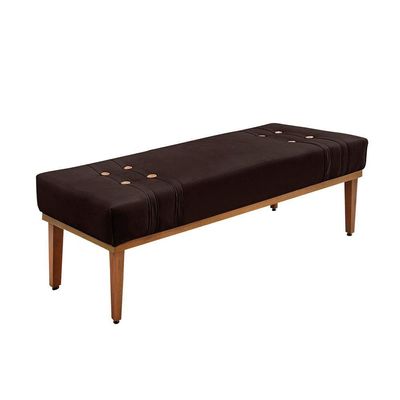 Divã Recamier Banco Base Madeira Para Quarto Gênova 90cm Suede S04 - D'rossi Cor Café