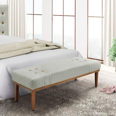 Divã Recamier Retrô Base Madeira Para Quarto Gênova 140cm Veludo Prata S04 - D'rossi