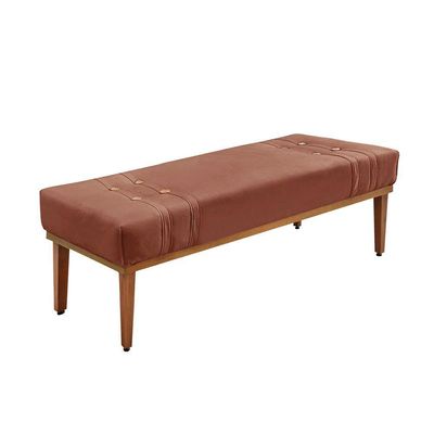 Divã Recamier Banco Base Madeira Para Quarto Gênova 195cm Veludo S04 - D'rossi Cor Cobre