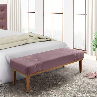 Divã Recamier Banco Base Madeira Para Quarto Gênova 195cm Veludo Uva S04 - D'rossi