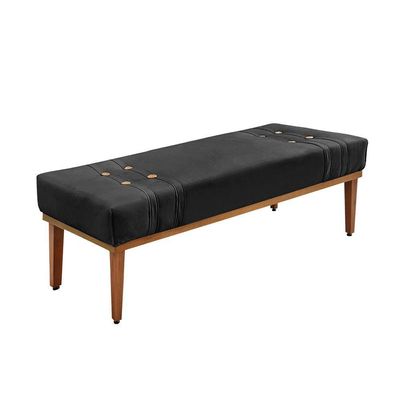 Divã Recamier Banco Base Madeira Para Quarto Gênova 90cm Veludo S04 - D'rossi Cor Preto