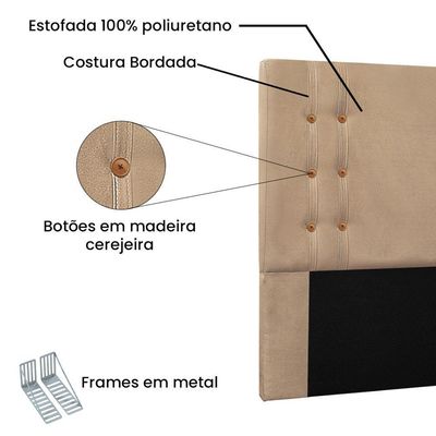 Cabeceira Cama Box Queen 160cm e Recamier Gênova Suede S04 Cor Bege