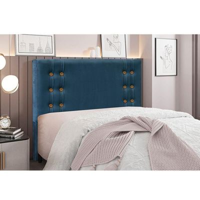 Cabeceira Cama Box Casal 140 Cm Gênova Veludo Azul Marinho S04 - D'rossi