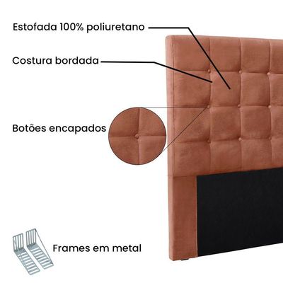 Cabeceira Cama Box King 195 Cm Verona Veludo S04 Cor Cobre