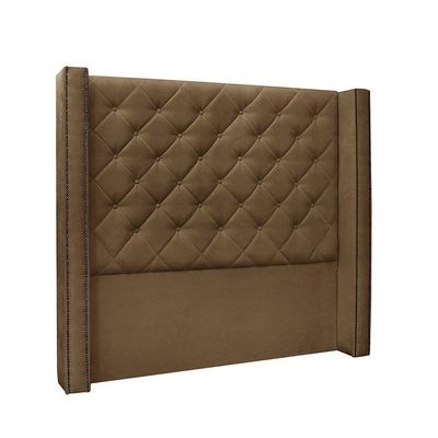 Cabeceira Cama Box King 195cm e Recamier Vicenza Suede S04 Cor Caramelo