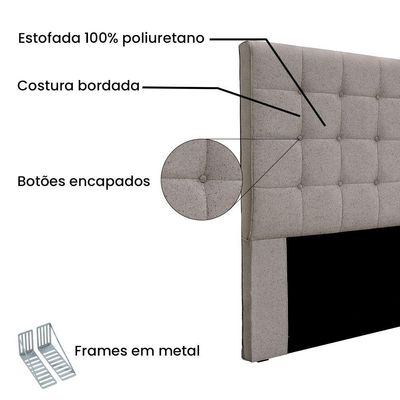 Cabeceira Cama Box King 195 Cm Verona Linho S04 Cor Areia