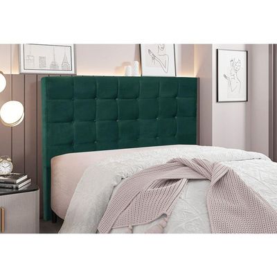 Cabeceira Cama Box King 195 Cm Verona Veludo S04 Cor Verde