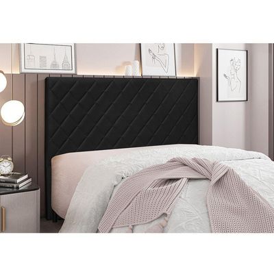 Cabeceira Cama Box Solteiro 90 Cm Dubai Veludo Preto S04 - D'rossi