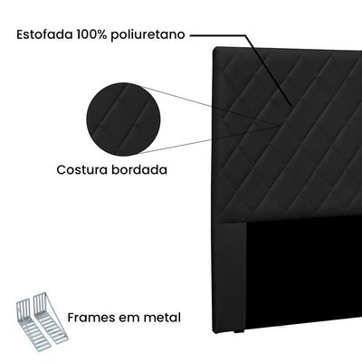 Cabeceira Cama Box Solteiro 90 Cm Dubai Veludo Preto S04 - D'rossi