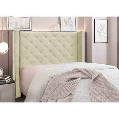 Cabeceira Cama Box King 195 Cm Vicenza Veludo S04 Cor Bege