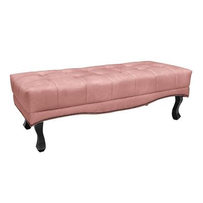 Cabeceira Cama Box Queen 160cm e Recamier Vicenza Veludo S04 Cor Rosa