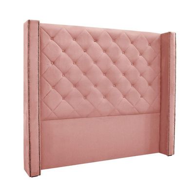 Cabeceira Cama Box Queen 160cm e Recamier Vicenza Veludo S04 Cor Rosa