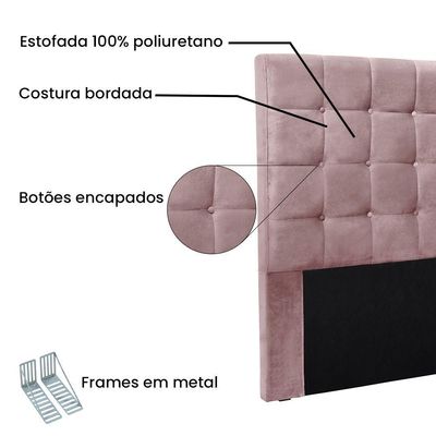 Cabeceira Cama Box Queen 160 Cm Verona Veludo S04 Cor Lilás