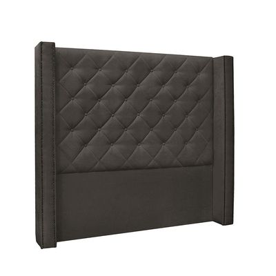 Cabeceira Cama Box King 195cm e Recamier Vicenza Suede S04 Cor Cinza