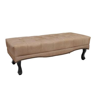 Cabeceira Cama Box Solteiro 90cm e Recamier Vicenza Suede S04 Cor Bege