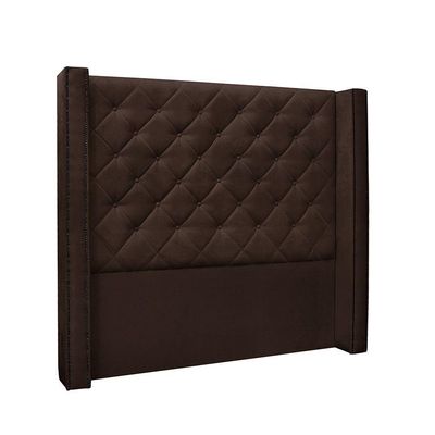 Cabeceira Cama Box Solteiro 90cm e Recamier Vicenza Suede S04 Cor Café