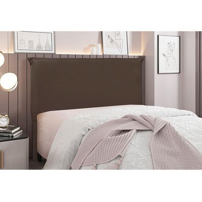 Cabeceira Cama Box Casal 140 Cm Garden Veludo S04 Cor Marrom